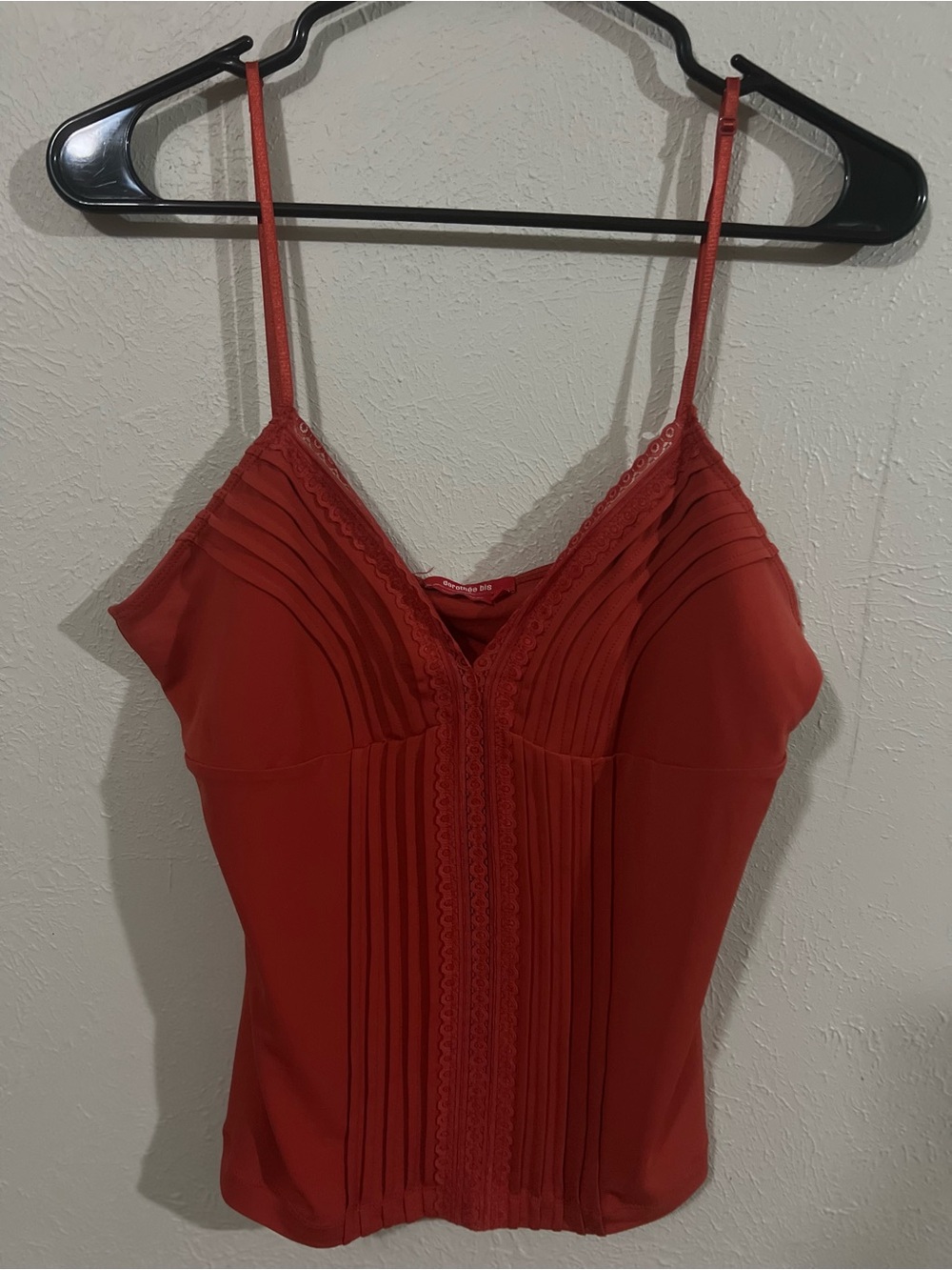 Women’s Y2K vintage Dorothee Bis rust orange camisole with lace trim size Large